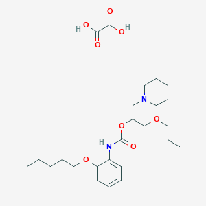 molecular formula C25H40N2O8 B138905 oxalic acid;(1-piperidin-1-yl-3-propoxypropan-2-yl) N-(2-pentoxyphenyl)carbamate CAS No. 143503-36-0