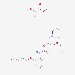 molecular formula C25H40N2O8 B138905 Carbamic acid, (2-(pentyloxy)phenyl)-, 1-(1-piperidinylmethyl)-2-propoxyethyl ester, ethanedioate (1:1) CAS No. 143503-36-0