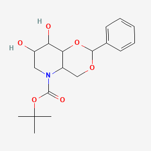molecular formula C18H25NO6 B13890515 Tert-butyl 7,8-dihydroxy-2-phenyl-4,4a,6,7,8,8a-hexahydro-[1,3]dioxino[5,4-b]pyridine-5-carboxylate 