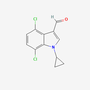 molecular formula C12H9Cl2NO B13890522 4,7-Dichloro-1-cyclopropylindole-3-carbaldehyde 
