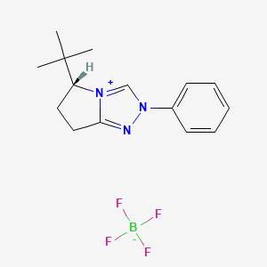 molecular formula C15H20BF4N3 B13890566 (R)-5-(tert-Butyl)-2-phenyl-6,7-dihydro-5H-pyrrolo[2,1-c][1,2,4]triazol-2-ium tetrafluoroborate 