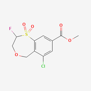 molecular formula C11H10ClFO5S B13890595 methyl 6-chloro-2-fluoro-1,1-dioxo-3,5-dihydro-2H-4,1benzoxathiepine-8-carboxylate 