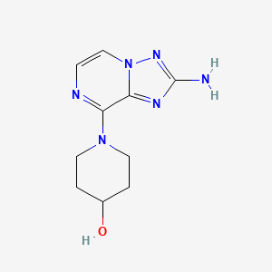 molecular formula C10H14N6O B13890713 1-(2-Amino-[1,2,4]triazolo[1,5-a]pyrazin-8-yl)piperidin-4-ol 