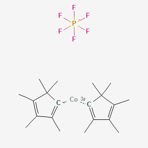 molecular formula C20H30CoF6P B13890718 Cobalt(3+);1,2,3,5,5-pentamethylcyclopenta-1,3-diene;hexafluorophosphate 