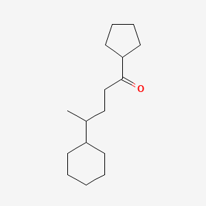 molecular formula C16H28O B13890825 4-Cyclohexyl-1-cyclopentylpentan-1-one 