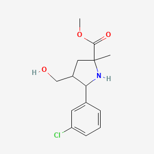 molecular formula C14H18ClNO3 B1389113 Methyl 5-(3-chlorophenyl)-4-(hydroxymethyl)-2-methylpyrrolidine-2-carboxylate CAS No. 1217639-36-5