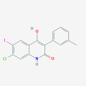 molecular formula C16H11ClINO2 B13891135 7-chloro-4-hydroxy-6-iodo-3-(3-methylphenyl)-1H-quinolin-2-one 