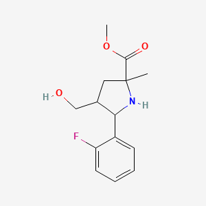 molecular formula C14H18FNO3 B1389114 Methyl 5-(2-fluorophenyl)-4-(hydroxymethyl)-2-methylpyrrolidine-2-carboxylate CAS No. 1217644-56-8