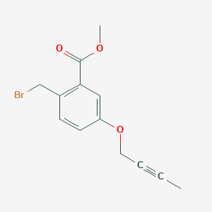 molecular formula C13H13BrO3 B13891176 Methyl 2-(bromomethyl)-5-but-2-ynoxybenzoate 