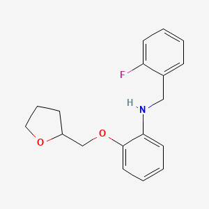 molecular formula C18H20FNO2 B1389126 N-(2-Fluorobenzyl)-2-(tetrahydro-2-furanylmethoxy)aniline CAS No. 1040683-81-5