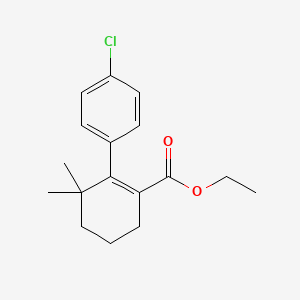 molecular formula C17H21ClO2 B13891286 Ethyl 2-(4-chlorophenyl)-3,3-dimethylcyclohexene-1-carboxylate 