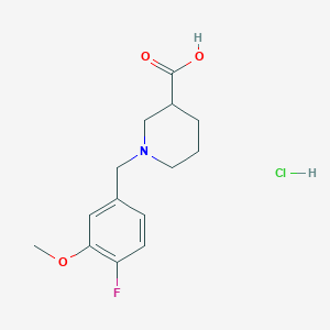 molecular formula C14H19ClFNO3 B1389132 1-(4-Fluoro-3-methoxybenzyl)piperidine-3-carboxylic acid hydrochloride CAS No. 1185303-86-9