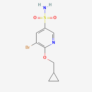 molecular formula C9H11BrN2O3S B13891325 5-Bromo-6-(cyclopropylmethoxy)pyridine-3-sulfonamide 