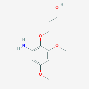 molecular formula C11H17NO4 B13891360 3-(2-Amino-4,6-dimethoxyphenoxy)propan-1-ol 