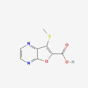 molecular formula C8H6N2O3S B13891395 7-Methylsulfanylfuro[2,3-b]pyrazine-6-carboxylic acid 