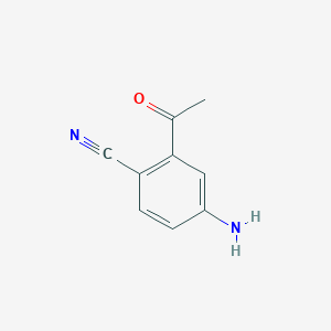 molecular formula C9H8N2O B13891496 2-Acetyl-4-aminobenzonitrile 