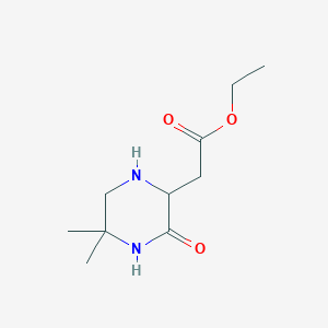 molecular formula C10H18N2O3 B13891521 Ethyl 2-(5,5-dimethyl-3-oxopiperazin-2-yl)acetate 