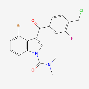 molecular formula C19H15BrClFN2O2 B13891588 4-bromo-3-[4-(chloromethyl)-3-fluorobenzoyl]-N,N-dimethyl-1H-Indole-1-carboxamide CAS No. 200418-19-5