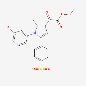 molecular formula C22H20FNO5S B13891618 Ethyl 2-[1-(3-fluorophenyl)-2-methyl-5-(4-methylsulfonylphenyl)pyrrol-3-yl]-2-oxoacetate 