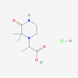 molecular formula C9H17ClN2O3 B1389166 2-(2,2-Dimethyl-3-oxo-piperazin-1-yl)-propionic acid hydrochloride CAS No. 1100203-57-3