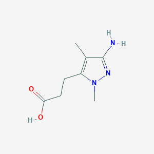 molecular formula C8H13N3O2 B13891807 3-(5-Amino-2,4-dimethylpyrazol-3-yl)propanoic acid 