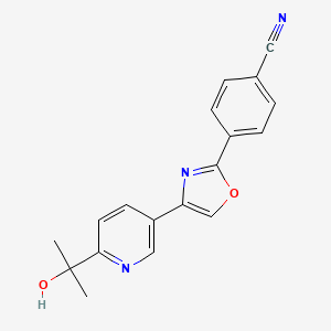 molecular formula C18H15N3O2 B13891814 4-[4-[6-(2-Hydroxypropan-2-yl)pyridin-3-yl]-1,3-oxazol-2-yl]benzonitrile 