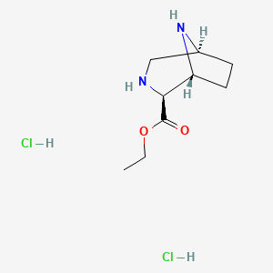 molecular formula C9H18Cl2N2O2 B13891883 ethyl (1R,2S,5S)-3,8-diazabicyclo[3.2.1]octane-2-carboxylate;dihydrochloride 