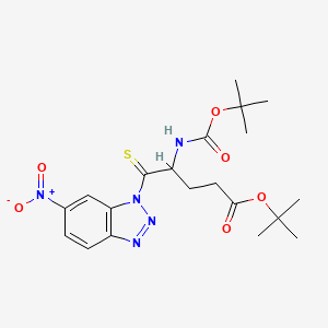 molecular formula C20H27N5O6S B13891919 Tert-butyl 4-[(2-methylpropan-2-yl)oxycarbonylamino]-5-(6-nitrobenzotriazol-1-yl)-5-sulfanylidenepentanoate 