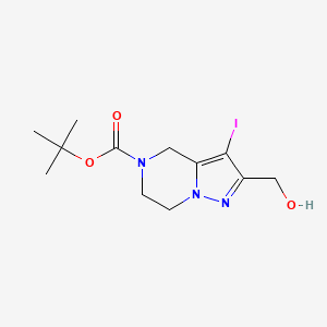 molecular formula C12H18IN3O3 B13891993 tert-butyl 2-(hydroxymethyl)-3-iodo-4H,5H,6H,7H-pyrazolo[1,5-a]pyrazine-5-carboxylate 