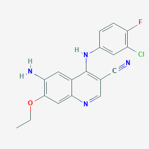 molecular formula C18H14ClFN4O B138920 6-Amino-4-(3-chloro-4-fluoroanilino)-3-cyano-7-ethyloxyquinoline CAS No. 361162-95-0