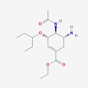 molecular formula C16H28N2O4 B13892015 Ethyl (3S,4S,5R)-4-acetamido-5-amino-3-(pentan-3-yloxy)cyclohex-1-ene-1-carboxylate 