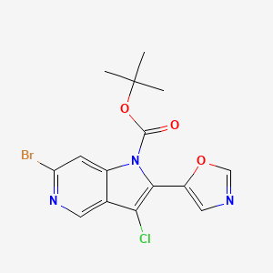 molecular formula C15H13BrClN3O3 B13892067 tert-Butyl 6-bromo-3-chloro-2-(oxazol-5-yl)-1H-pyrrolo[3,2-c]pyridine-1-carboxylate 