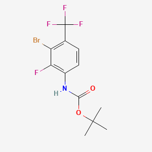 molecular formula C12H12BrF4NO2 B13892072 tert-butyl N-[3-bromo-2-fluoro-4-(trifluoromethyl)phenyl]carbamate 
