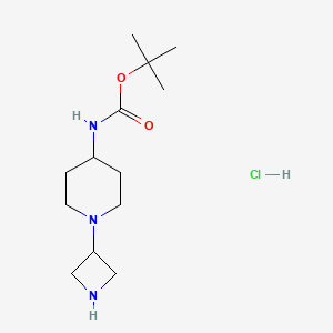 molecular formula C13H26ClN3O2 B13892206 tert-butyl N-[1-(azetidin-3-yl)-4-piperidyl]carbamate;hydrochloride 