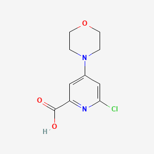 molecular formula C10H11ClN2O3 B13893588 6-Chloro-4-morpholinopicolinic acid 