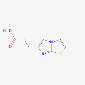 molecular formula C9H10N2O2S B13893682 3-(2-Methylimidazo[2,1-b][1,3]thiazol-6-yl)propanoic acid 
