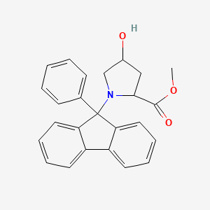 molecular formula C25H23NO3 B13893840 Methyl 4-hydroxy-1-(9-phenylfluoren-9-yl)pyrrolidine-2-carboxylate 