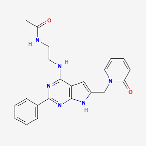 molecular formula C22H22N6O2 B13893986 N-[2-[[6-[(2-oxopyridin-1-yl)methyl]-2-phenyl-7H-pyrrolo[2,3-d]pyrimidin-4-yl]amino]ethyl]acetamide 