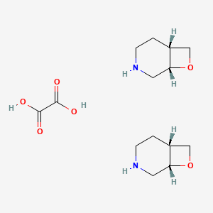 molecular formula C14H24N2O6 B13894057 cis-8-Oxa-3-azabicyclo[4.2.0]octane;hemi(oxalic acid) 