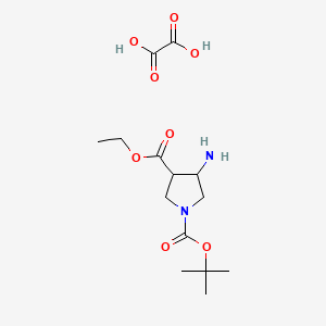 molecular formula C14H24N2O8 B13894073 O1-tert-butyl O3-ethyl (3R,4R)-4-aminopyrrolidine-1,3-dicarboxylate;oxalic acid 
