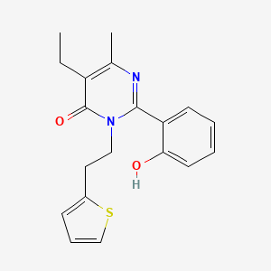 molecular formula C19H20N2O2S B13894111 5-Ethyl-2-(2-hydroxyphenyl)-6-methyl-3-(2-thiophen-2-ylethyl)pyrimidin-4-one 