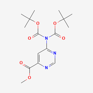 molecular formula C16H23N3O6 B13894163 Methyl 6-[bis(tert-butoxycarbonyl)amino]pyrimidine-4-carboxylate 