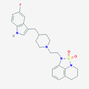 molecular formula C25H29FN4O2S B138942 1-(2-(4-((5-Fluoro-1H-indol-3-yl)methyl)-1-piperidinyl)ethyl)-5,6-dihydro-1H,4H-1,2,5-thiadiazolo(4,3,2-ij)quinoline 2,2-dioxide CAS No. 136701-68-3
