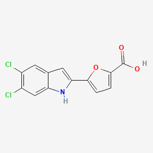 molecular formula C13H7Cl2NO3 B13894222 2-Furancarboxylic acid, 5-(5,6-dichloro-1H-indol-2-yl)- CAS No. 835594-98-4