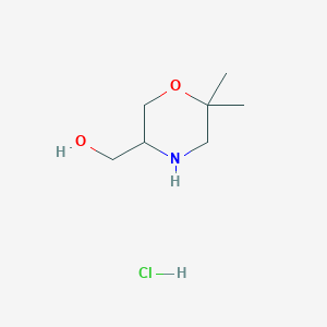 molecular formula C7H16ClNO2 B13894290 (6,6-Dimethylmorpholin-3-yl)methanol hydrochloride 