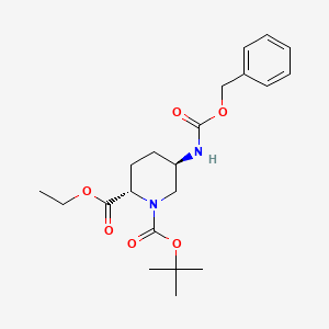 molecular formula C21H30N2O6 B13894337 O1-tert-butyl O2-ethyl (2S,5R)-5-(benzyloxycarbonylamino)piperidine-1,2-dicarboxylate 