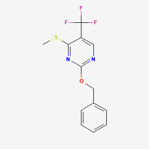molecular formula C13H11F3N2OS B13894406 2-Benzyloxy-4-methylsulfanyl-5-(trifluoromethyl)pyrimidine 