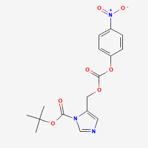 molecular formula C16H17N3O7 B13894450 Tert-butyl 5-[(4-nitrophenoxy)carbonyloxymethyl]imidazole-1-carboxylate 