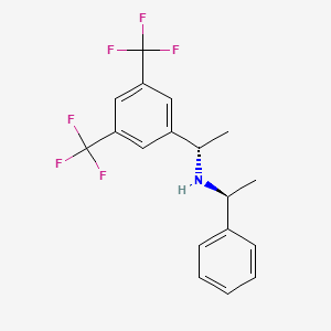 molecular formula C18H17F6N B13894624 (S)-N-[(S)-alpha-Methylbenzyl]-3,5-bis(trifluoromethyl)-alpha-methylbenzenemethanamine 