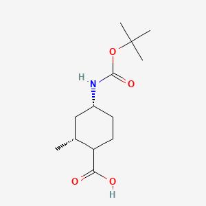 molecular formula C13H23NO4 B13894661 cis-4-(Tert-butoxycarbonylamino)-2-methyl-cyclohexanecarboxylic acid 